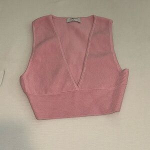 Aritzia Pink Ribbed Crop Top